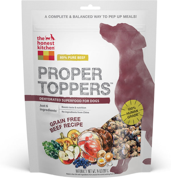 The Honest Kitchen Proper Toppers Recette sans céréales au bœuf Complément alimentaire pour chiens