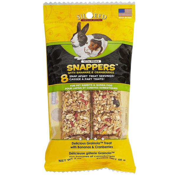 Sunseed Vita Prima Snappers aux bananes et canneberges, friandises pour lapins et cochons d'Inde