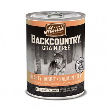 Merrick Backcountry Grain Free - Hearty Rabbit + Salmon Stew, Canned Dog Food
