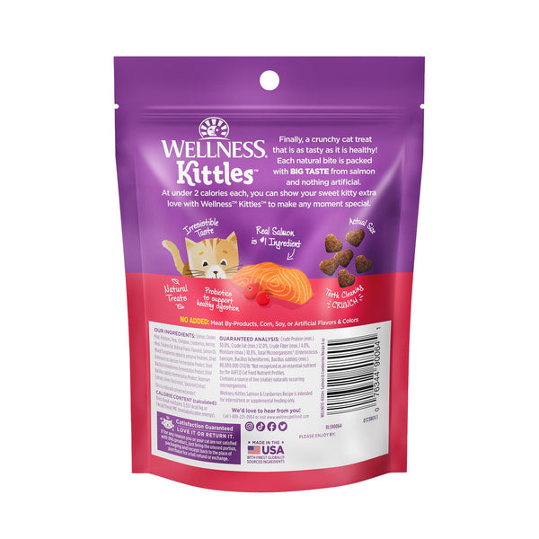 Wellness Kittles Friandises croquantes sans céréales au saumon et aux canneberges pour chats, nourriture humide
