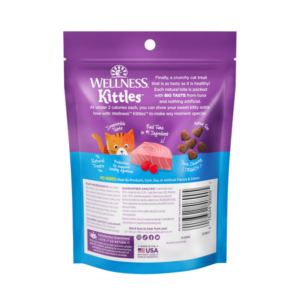 Wellness Kittles Friandises croquantes sans céréales au thon et aux canneberges pour chats, nourriture humide