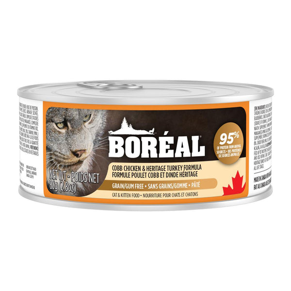 Nourriture pour chats en conserve Boreal Cobb Chicken and Heritage Turkey sans céréales