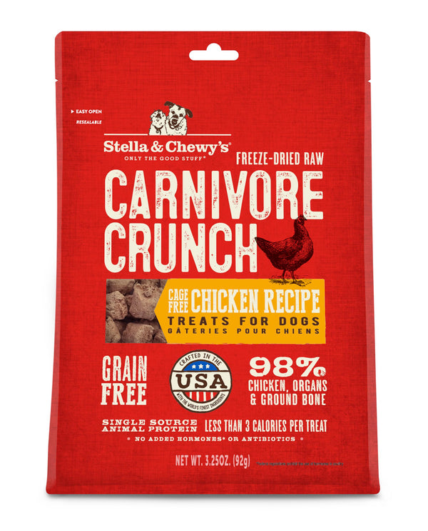 Stella & Chewy's Carnivore Crunch Friandises lyophilisées pour chiens au poulet élevé en plein air, 3,25 oz