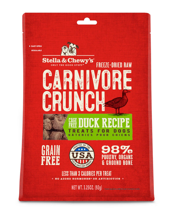 Stella & Chewy's Carnivore Crunch Friandises lyophilisées pour chiens Canard élevé sans cage, 3.25 oz