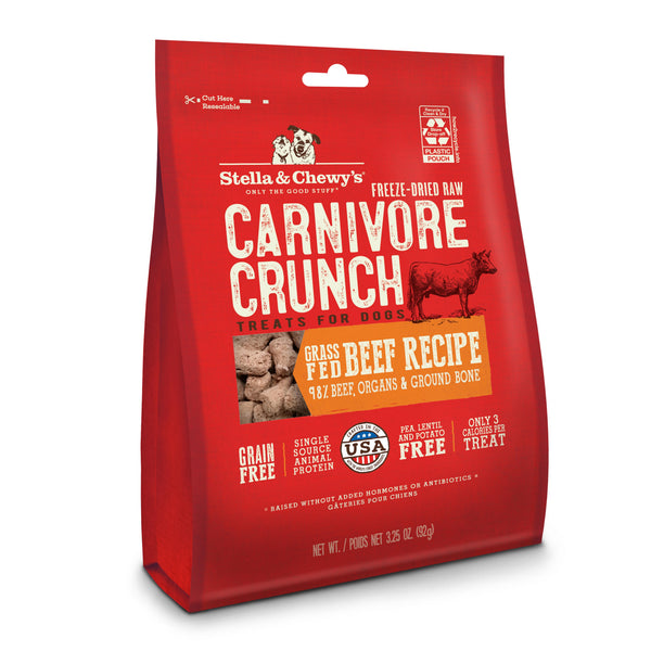 Stella & Chewy's Carnivore Crunch Friandises lyophilisées pour chiens au bœuf nourri à l'herbe, 3.25 oz