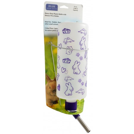 Lixit Deluxe Heavy Duty Plastic Bottle with Wire Holder for Small Animals, Opaque, 32-oz