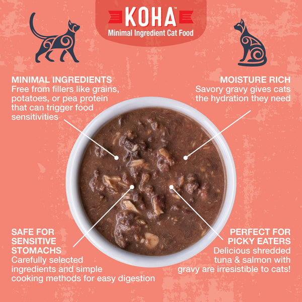 KOHA Poke Bowl Tuna & Salmon Entree in Gravy Wet Cat Food Pouch