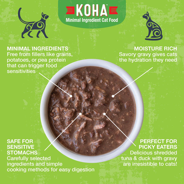 KOHA Poke Bowl Tuna & Duck Entree in Gravy Wet Cat Food Pouch