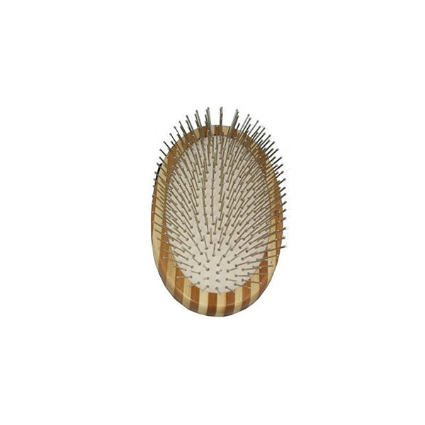 Bass Brushes Brosse pour animaux style paume Style & DémϪlage avec épingles en alliage et manche en bambou, foncé/rayé.