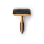 Bass Brushes Brosse slicker pour animaux, démϪlante, Ï épingle en alliage et manche en bambou, foncé/rayé, moyenne