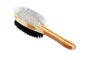 Bass Brushes Brosse ovale double face pour animaux, poils naturels et épingle en alliage, manche en bambou, foncé/rayé, pour coiffer et démϪler.