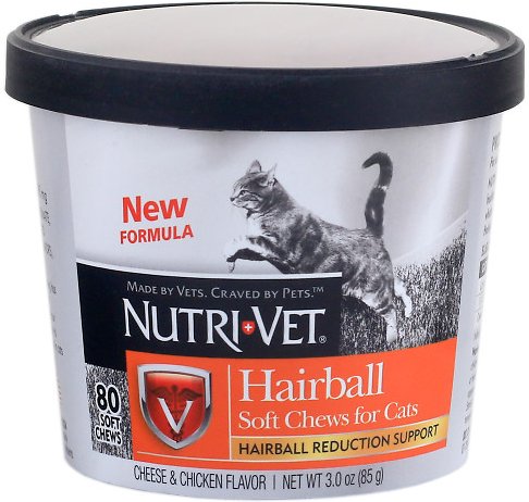 Nutri-Vet Formule Boule de Poils Saveur Fromage et Poulet Friandises molles pour chat, 3 oz