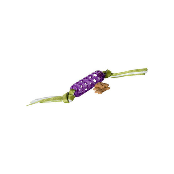 Hero Soft Rubber Treat Cylinder with Knotted Streamer Dog Toy