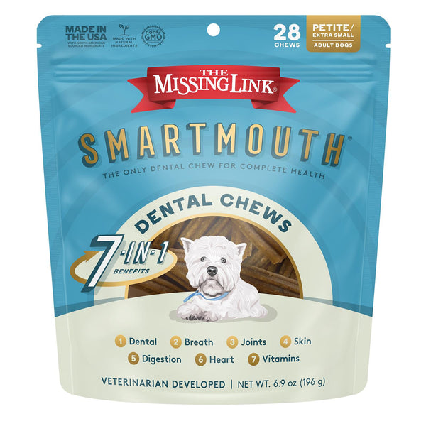 The Missing Link Smartmouth Dental Chews for Dogs, Petite/X-Small, 28-count