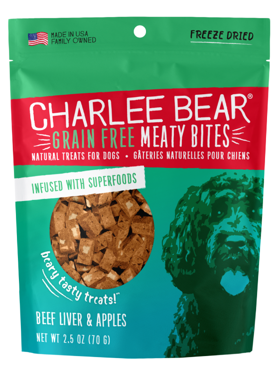 Charlee Bear Grain-Free Meaty Bites Natural Dog Treats, Beef Liver & Apples