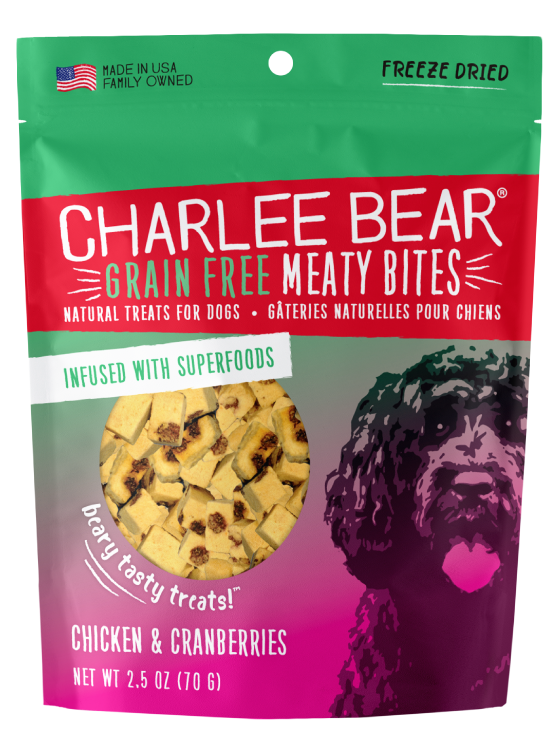 Charlee Bear Grain-Free Meaty Bites Natural Dog Treats, Chicken & Cranberries