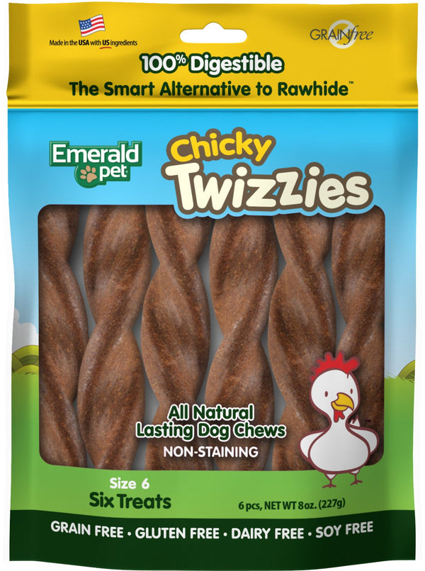 Emerald Pet Twizzies Chicky Grain-Free Dog Treats, 6-count