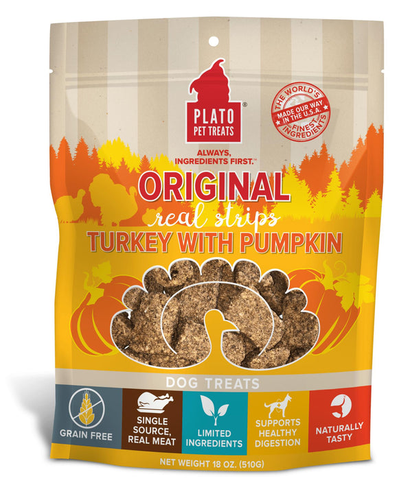 Plato Original Real Strips Turkey with Pumpkin Dog Treats