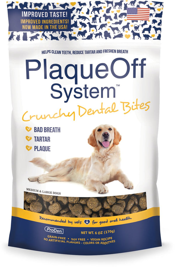 ProDen PlaqueOff System Crunchy Dental Bites Medium/Large Breed Dog Treats, 6-oz