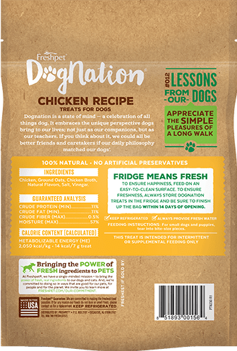 gâteries pour chiens au poulet Dognation de Freshpet