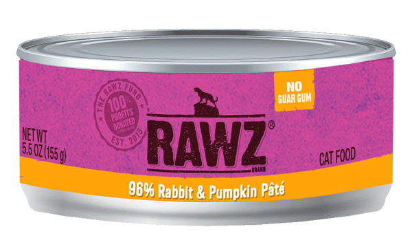 RAWZ Cat 96% Rabbit & Pumpkin Pate Wet Cat Food Can