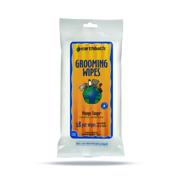 Earthbath Grooming Wipes for Dogs & Cats, Mango Tango, 28-count
