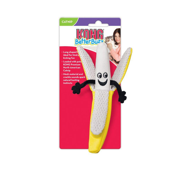 KONG Better Buzz Banana Cat Toy, Assorted