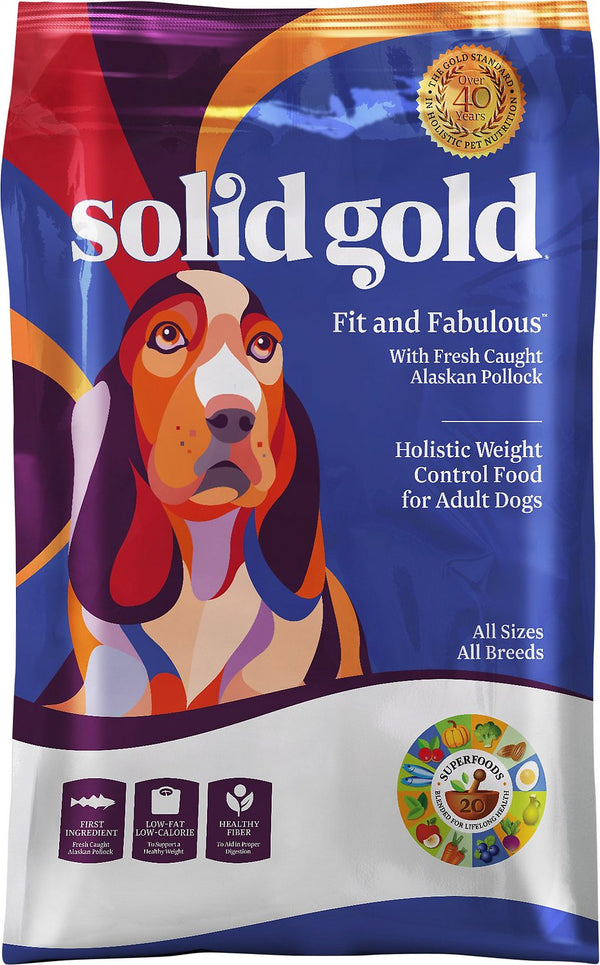 Solid Gold Fit & Fabulous faible en gras/faible en calories avec colin d'Alaska frais croquettes pour chiens adultes