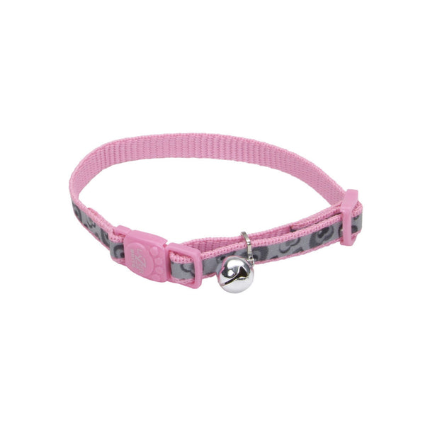 Lazer Brite Reflective Adjustable Breakaway Cat Collar, Pink New Hearts, 3/8-in