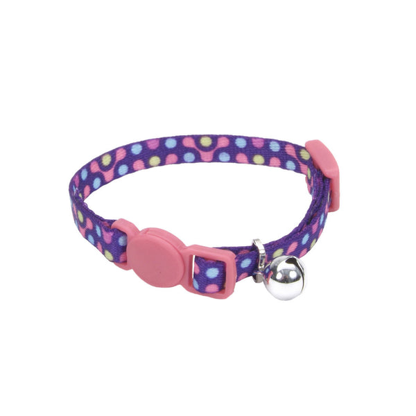 Li'l Pals Adjustable Breakaway Kitten Collar, Purple Gear, 5/16-in x 6-8-in