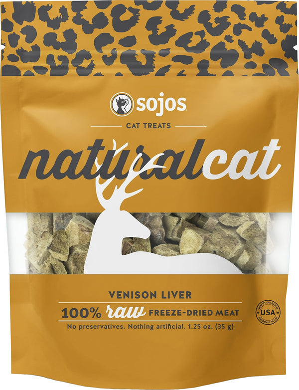 Sojos NaturalCat Venison Liver Freeze-Dried Cat Treats, 1.25-oz