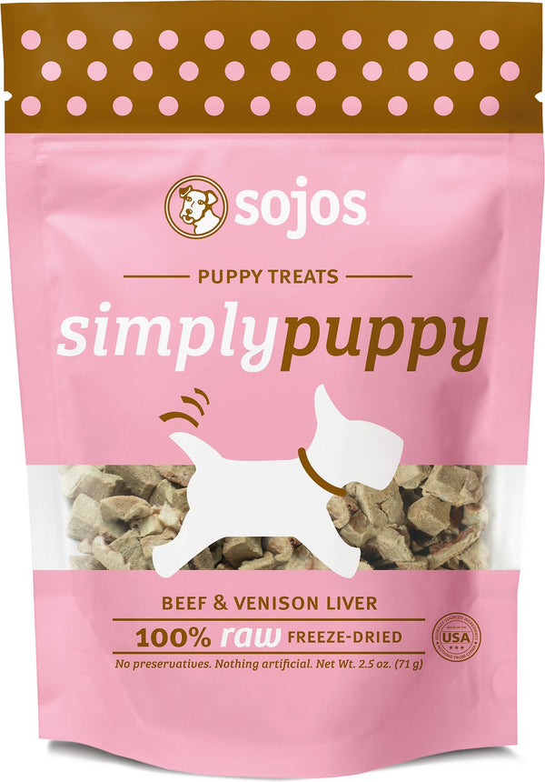 Sojos Simply Beef & Venison Puppy Freeze-Dried Dog Treats, 2.5-oz