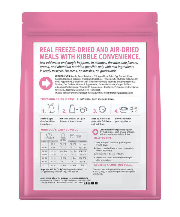 Sojos Complete Lamb Adult Grain-Free Freeze-Dried Raw Dog Food