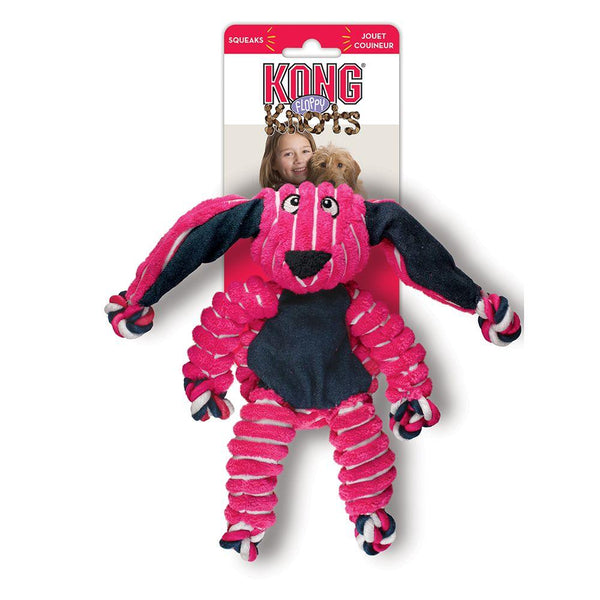 KONG Floppy Knots Bunny Dog Toy, Pink
