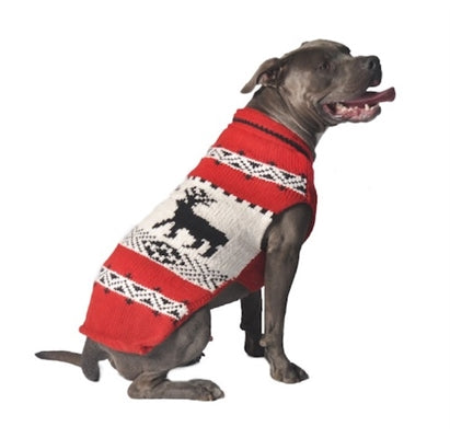 Chilly Dog Red Reindeer Shawl Dog Sweater