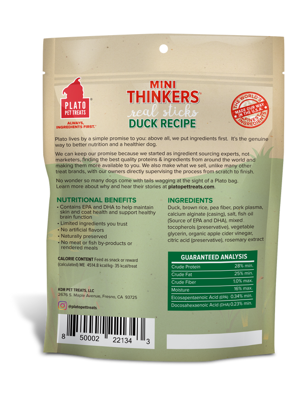 Plato Mini Thinkers Duck Meat Stick Dog Treats
