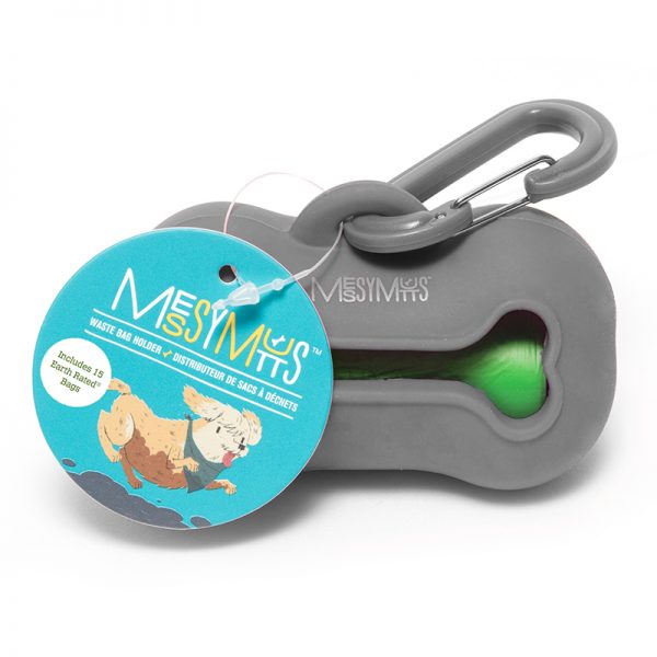 Messy Mutts Silicone Dog Waste Bag Holder, Grey