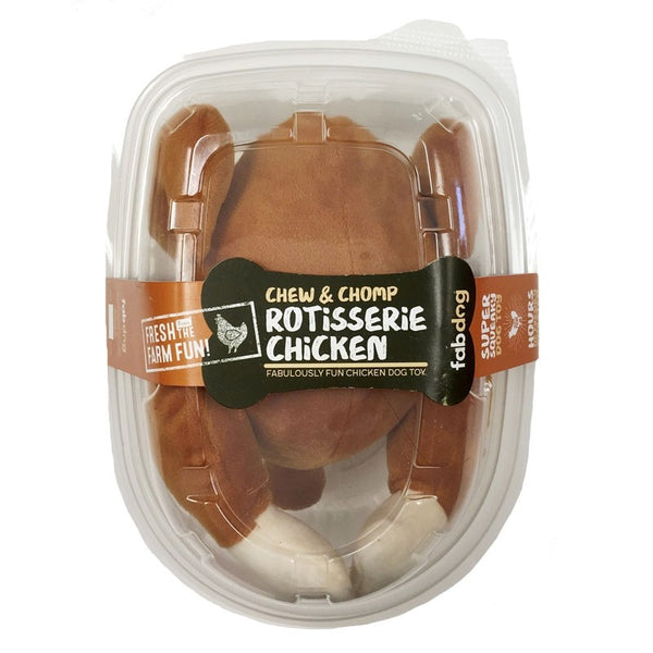 fabdog Super Squeaker Rotisserie Chicken Dog Toy