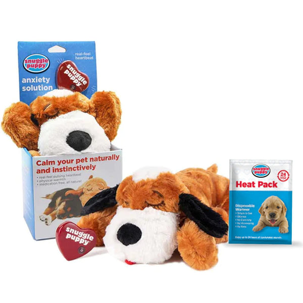 Smart Pet Love Original Snuggle Puppy Heartbeat Dog Toy, Brown & White