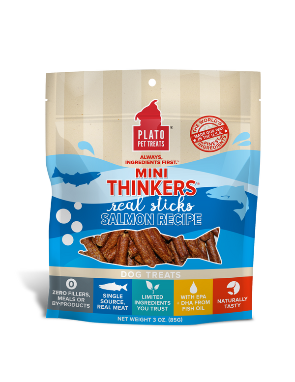 Plato Mini Thinkers Bâtonnets de viande de saumon pour chiens