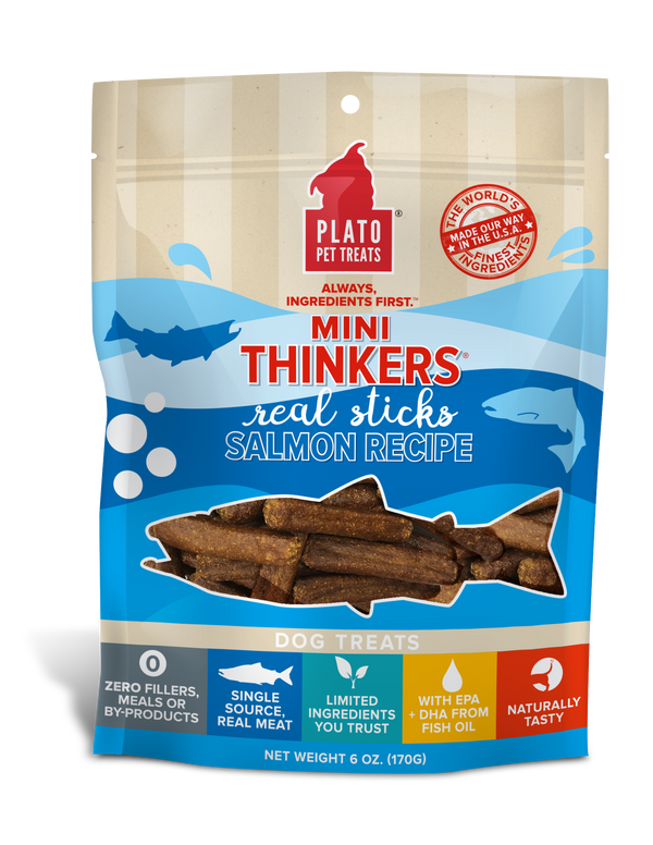 Plato Mini Thinkers Bâtonnets de viande de saumon pour chiens