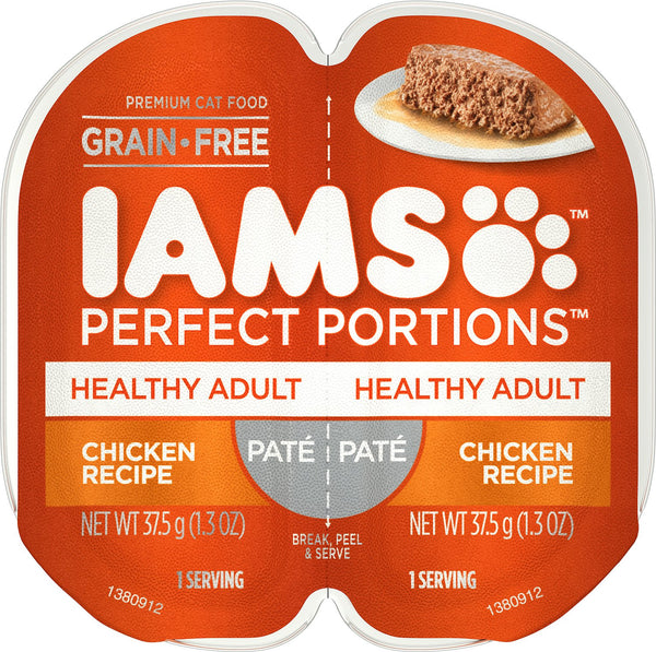 Iams Perfect Portions Pâté poulet recette saine adulte sans céréales barquettes pour chat