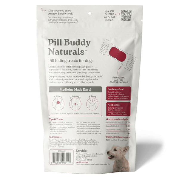 Earthly Pet Pill Buddy Naturals Hickory Smoked Beef Dog Treats, 30-count