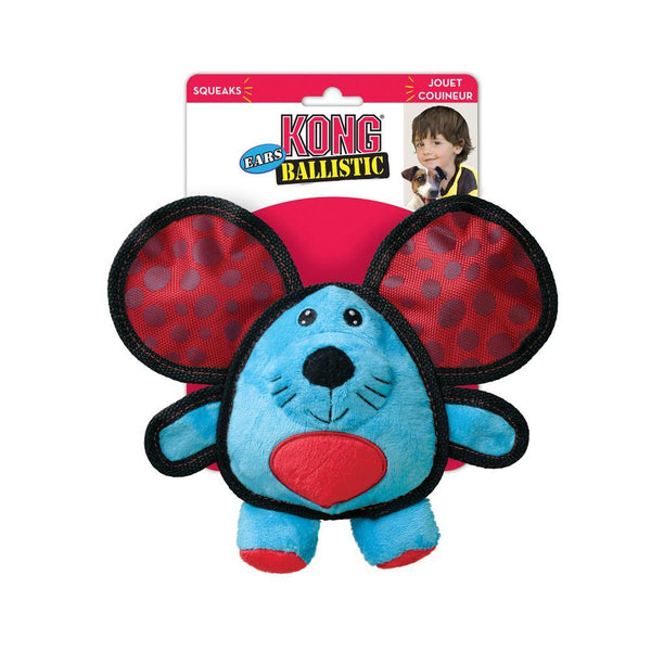 KONG Ballistic Ears Mouse Dog Toy, Blue, Medium