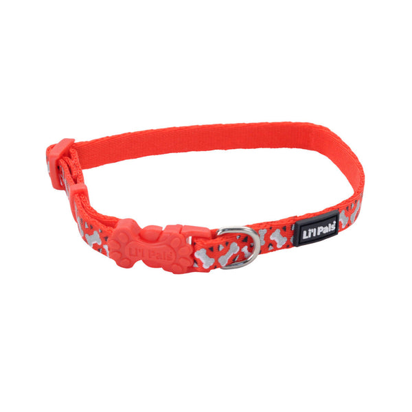 Li'l Pals Reflective Dog Collar, Bones & Triangles