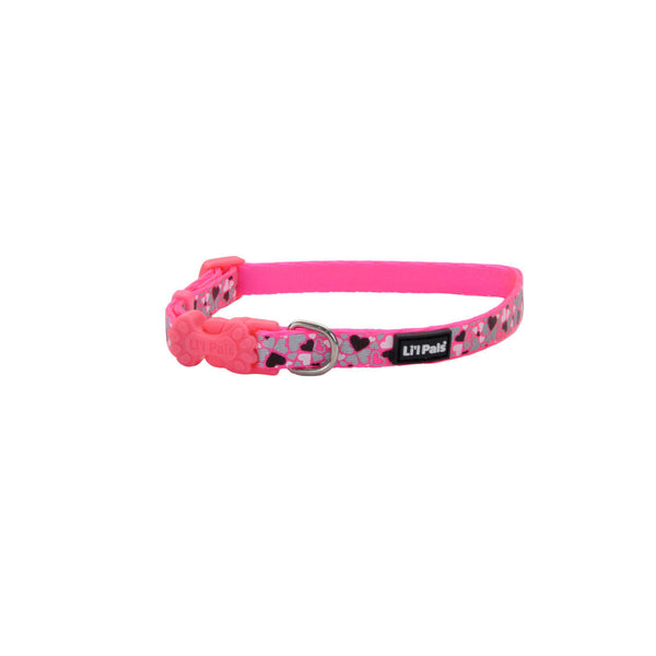 Li'l Pals Reflective Dog Collar, Pink Heart Reflective