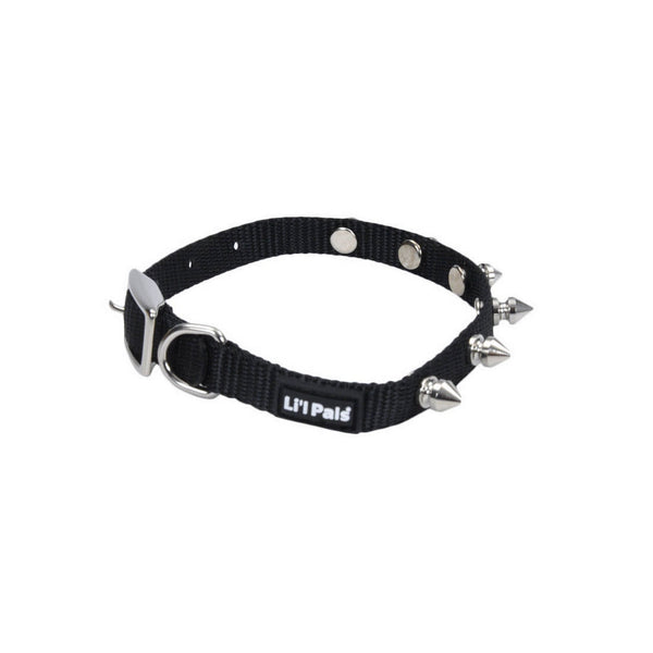 Li'l Pals Spiked Nylon Dog Collar, Black