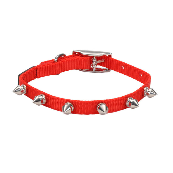 Li'l Pals Spiked Nylon Dog Collar, Red