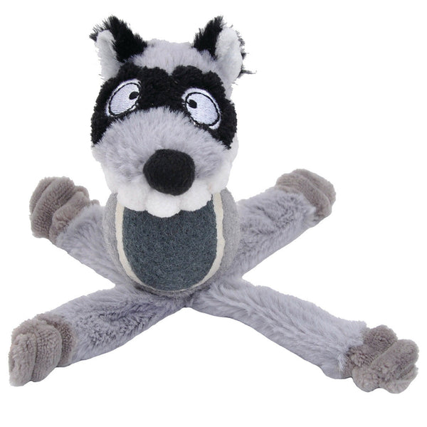 Li'l Pals Tennis Ball Raccoon Plush Dog Toy, 6-in