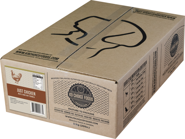 K9 Choice Foods Formule viande et os uniquement poulet congelée pour chiens